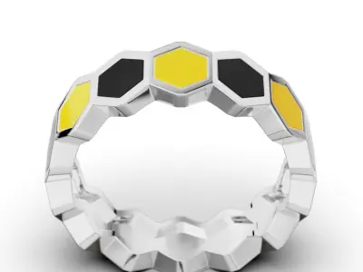  enamel honeycomb ring 3D print model