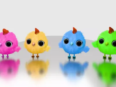 Baby Chicken 3D Character Rigged Animated Low-poly 3D model