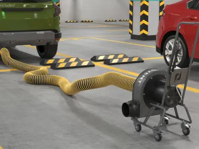 FumeCaddie Vehicle Exhaust Extractor Rigged for Maya 3D model