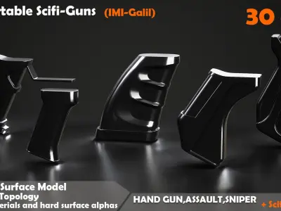 Convertable Sci-fi Guns IMI Galil Low-poly 3D model