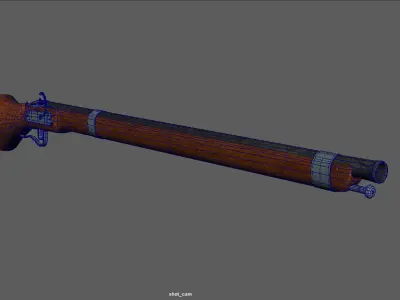 Matchlock Musket Firearm LowPoly 3D Model Low-poly 3D model