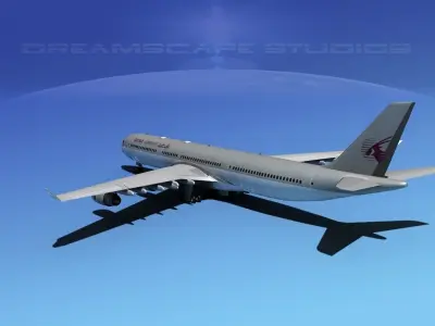Airbus A340-600 Qatar 3D model