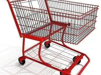 Red Shopping Cart 3D model