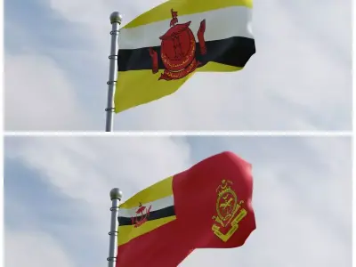 Animated Brunei Flags 3D model