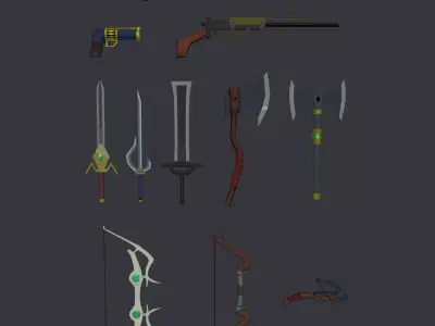 Stylized Weapons pack Low-poly 3D model