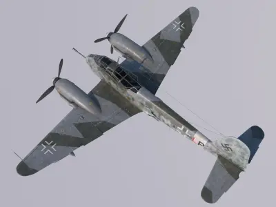 Me-410A1-U4 old war plane flying in sky 3D model