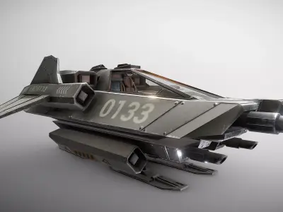 Light Assault Craft Fighter and Cockpit Low-poly 3D model