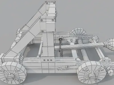 Catapult wooden Low-poly 3D model