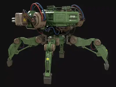 Walking Turret Concept-1-Green 3D model