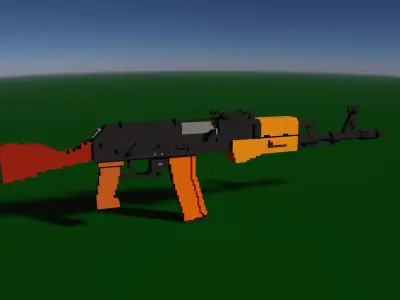 AK74 AK47 Voxel Gun Free low-poly 3D model