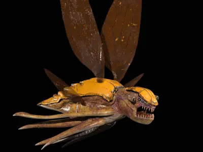 Bug 5 flying insect with wings Low-poly 3D model