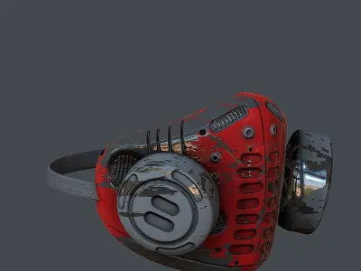 Gas mask helmet 3d model scifi Low-poly 3D model