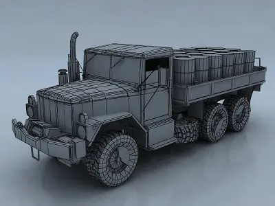 M35A3b military truck with barrels Low-poly 3D model