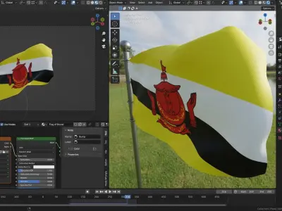 Animated Brunei Flags 3D model