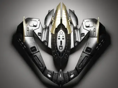 Batwing toy spaceship Low-poly 3D model