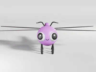 Cartoon DragonFly  Low-poly 3D model