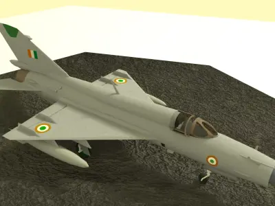 MiG-21 indian fighter jet Low-poly 3D model