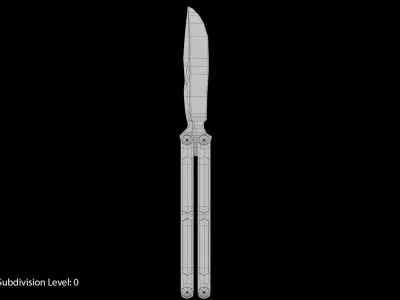 Balisong Butterfly Knife Wooden Handle Low-poly 3D model