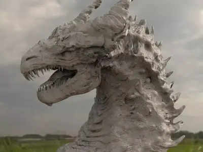 Dragon head Anubis style head bust 3D model