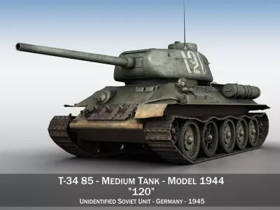 T-34 85 - Soviet medium tank - 120 3D model