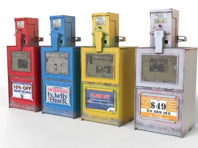 US Newspaper Compressor Boxes Game Ready PBR textures Low-poly 3D model