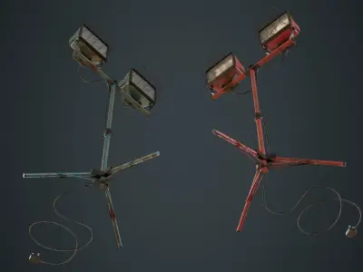 Mobile Construction Light 1B Low-poly 3D model