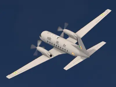 Hawker Siddeley HS 748 Indian Airforce Low-poly 3D model