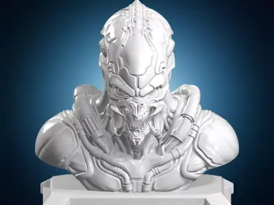 Alien Overlord Bust 3D Print Model 3D print model