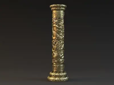 Dragon Pillar Panlong ancient stone pillar stone carving 3D model