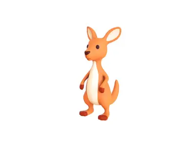 Cartoon Kangaroo Animal 3D Model for Cartoon Characters Low-poly 3D model