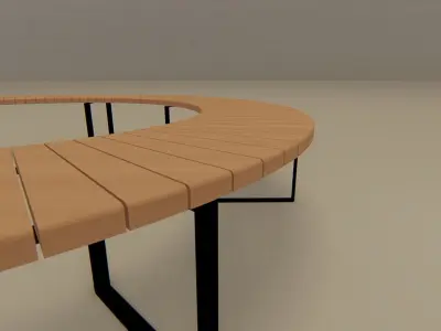 Circular Timber Bench Low-poly 3D model