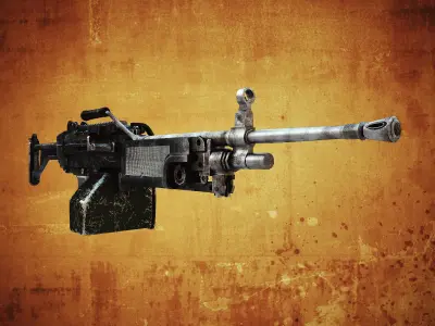 Low poly light machine guns collection Low-poly 3D model