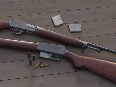 Winchester Model 1907 Low-poly 3D model
