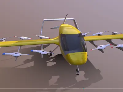 CORA kittyhawk electric self-piloting air taxi Low-poly 3D model