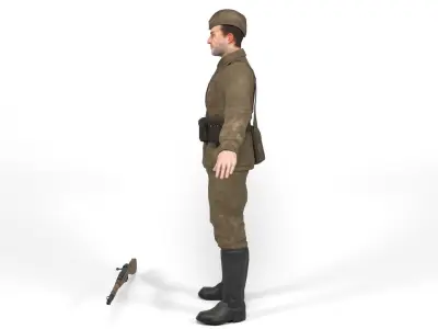 Soviet soldier 2 Low-poly 3D model