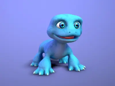 cartoon lizard Low-poly 3D model