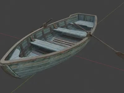 Wood Row Boat 3D model