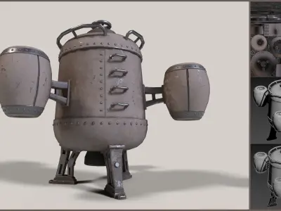 Stylized Flying Machine - 2 texture sets Low-poly 3D model