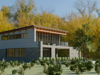 Two-Story Office Building Low-poly 3D model