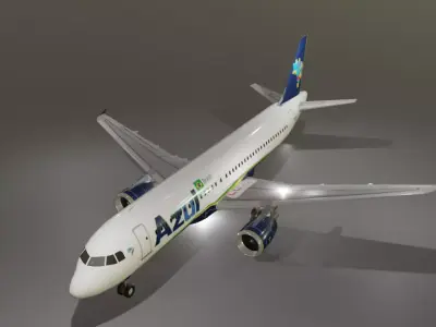 Azul airlines airbus a320-214 low poly 3D Model  Low-poly 3D model