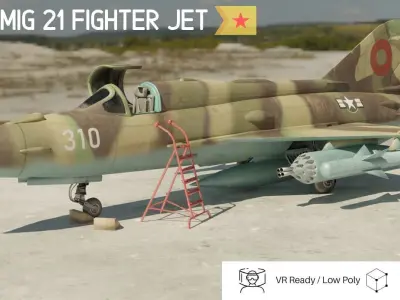 MiG 21 Pack of 5 Designs - Rigged and Animated  Low-poly 3D model