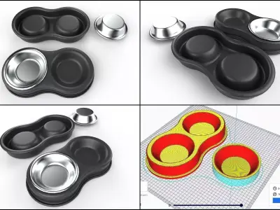 Pet Bowl M03  - with STL Low-poly 3D model