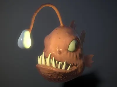 cartoon lamp fish Low-poly 3D model