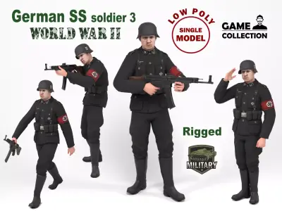 German SS Soldier 3 Low-poly 3D model