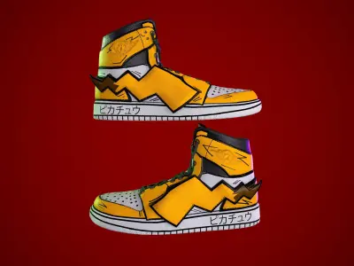 Sneakers nike jordan 1 Pikachu game ready pbr  Low-poly 3D model