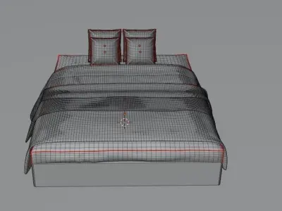 White Bed Free 3D model