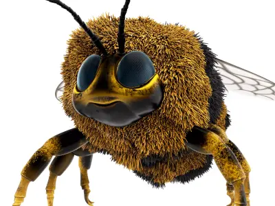 Bumblebee cartoon rigged animated Low-poly 3D model