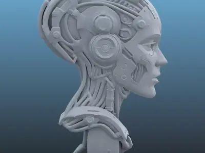 Advanced Cybernetic Cyborg Bust PM-91 3D print model