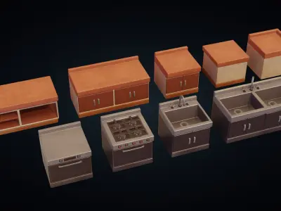 Kitchen Appliance Essentials - Stylized Kitchen Pack - Part 1 Low-poly 3D model