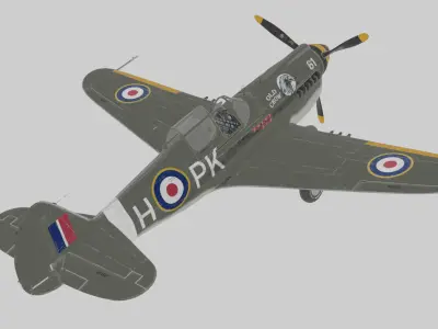 3D Britain Fully Rigged Wwii-Style Fighter Aircraft 3D model